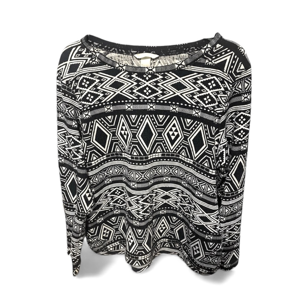 H&M Black and White Long Sleeve Top